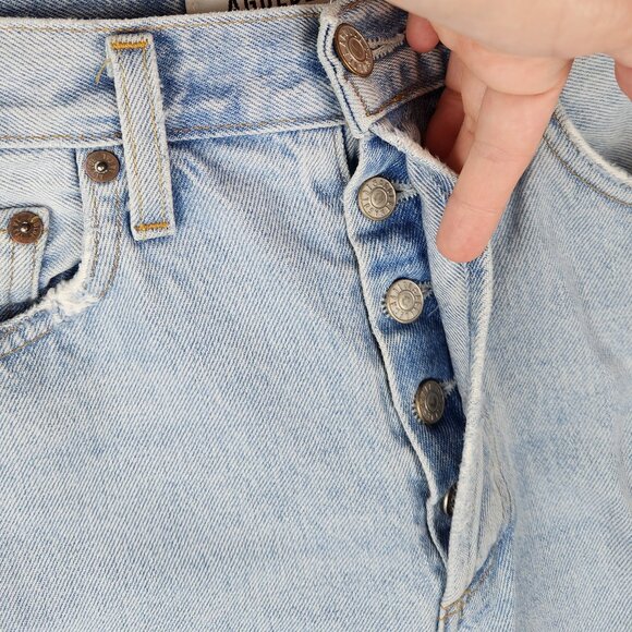 Agolde Riley High Rise Button Fly Distressed Straight Crop Jeans sz 27 - Picture 5 of 12